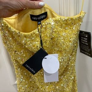 Yellow sequin retrofete dress - new with tags